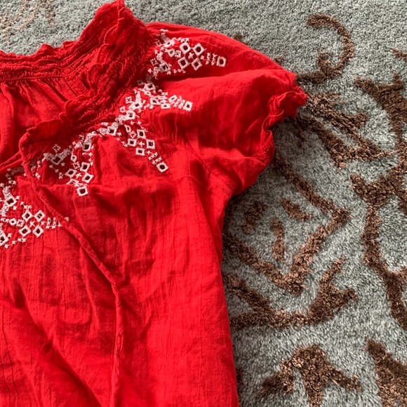 Red Cotton Poet’s/Boho Blouse - Picture 5 of 9